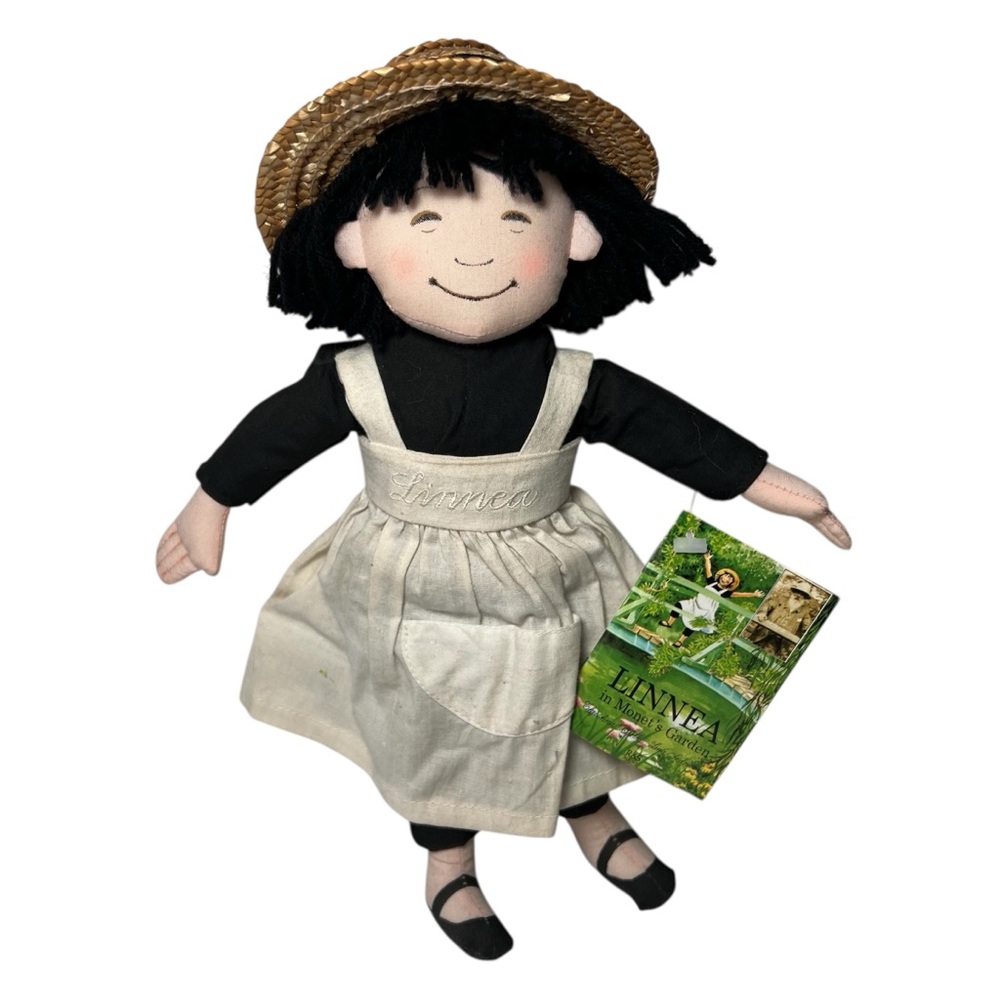 Vintage 1985 Linnea In Monet’s Garden Cloth Doll 12” w/ Apron Straw Hat With Tag